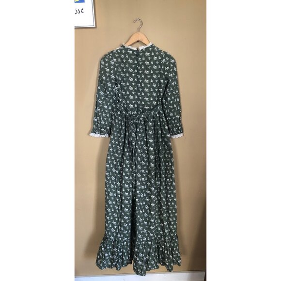 Laura Ashley vintage 1970s printers & dyers green floral prairie maxi dress 2 4 - Picture 6 of 12
